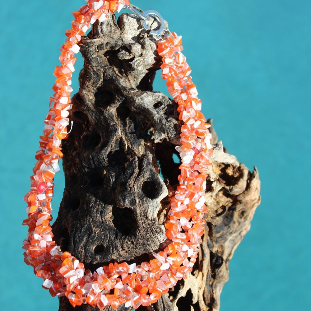 The Cleopatra Collection/ White & Orange Glass Necklace